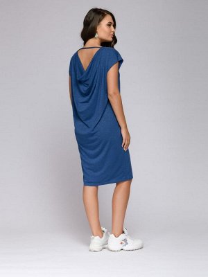 Платье-туника синяя с меланжевым эффектом