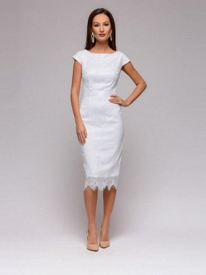 Платье-футляр белое кружевное