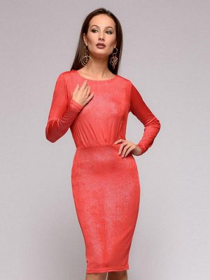 Платье красное с люрексом и открытой спинкой