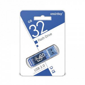 Флэш-диск 32 GB, SMARTBUY Glossy, USB 2.0, синий, SB32GBGS-B