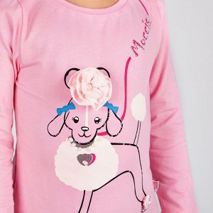 Лонгслив Moccis Poodle розовый для девочки