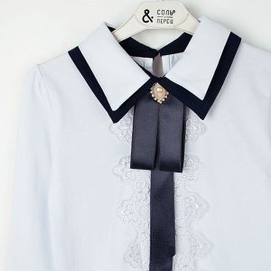 Блузка Соль&Перец длинный рукав с брошью белый арт.SP9388