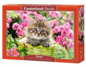 Castorland. Пазл 500 арт.B-52974 "Котёнок в цветочном саду"