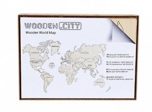 Wooden.City. 3D пазл деревянный "Карта мира "М" арт.  501 (фикс.цена)