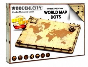 Wooden.City. 3D пазл деревянный "Карта мира" серия "Экспедиция" по точкам" арт. 507 (фикс.цена)