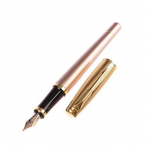 Ручка подарочная, перьевая, в кожзам футляре, "Венесуэла", корпус бежевый/золотистый