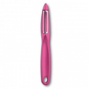 Нож для чистки овощей VICTORINOX универсальный, двустороннее зубчатое лезвие, розовый