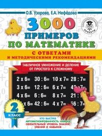 Узорова О.В., Нефёдова Е.А. Узорова 3000 примеров по математике 2 кл. Табличное умножение от простого к сложному.С ответами(АСТ)