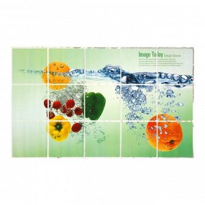 Наклейка на кафельную плитку "Овощи и фрукты в воде" 75х45 см