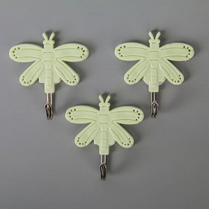 Набор крючков на липучке «Бабочки», 3 шт, дизайн МИКС