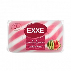 Крем+мыло Exxe 1+1 "Сочный арбуз" розовое полосатое, 80 г