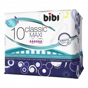 Прокладки для критических дней "BiBi Classic Maxi Dry", 10 шт