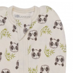 KOGANKIDS Комплект (конверт-пеленка, шапочка) для мальчика, молочный набивка панды