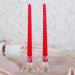 Набор свечей витых, 2,2х 25 см, 2 штуки, красный, подвес