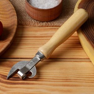 Нож консервный с деревянной ручкой лакированной