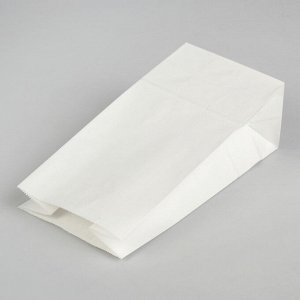 Пакет бумажный фасовочный, прямоугольное дно, белый, 12 х 8 х 25 см