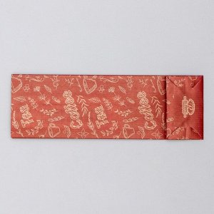 Пакет бумажный фасовочный "Coffee&Tea", бордовый, крафт-полоска, 7 х 4 х 21 см