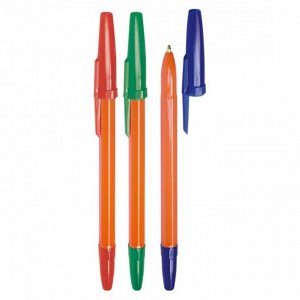 Набор ручек шариковых микс 3 цвета «Стамм», «Оптима» ORANGE, узел 1.0 мм, чернила: синие, красные, зелёные, европодвес