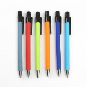 Ручка шариковая, автоматическая, 0.7 мм, Vinson, корпус прорезиненный, стержень синий, масляный, корпус МИКС