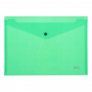 Папка-конверт на кнопке А4, 180 мкм, зеленая