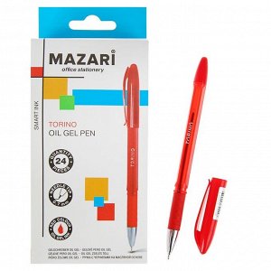 Ручка шариковая Mazari Torino, 0.7 мм, красная, резиновый упор, на масляной основе