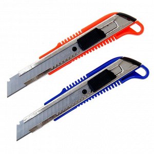 СИМА-ЛЕНД Нож канцелярский с лезвием 18 мм, с металлическими направляющими, с фиксатором, МИКС