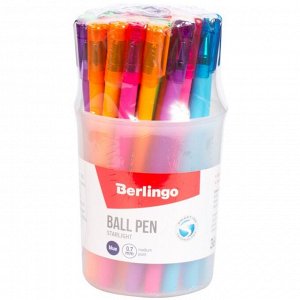Ручка шариковая 0,7 мм, Berlingo Starlight, стержень синий, узел-игла, микс