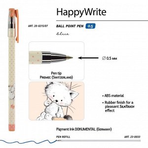 Ручка шариковая Happywrite «Котенок на качелях», узел 0.5 мм, синие чернила, матовый корпус Silk Touch