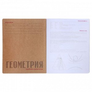 Тетрадь предметная «Крутая тема», 48 листов в клетку «Геометрия», обложка крафт-картон, пластизоль