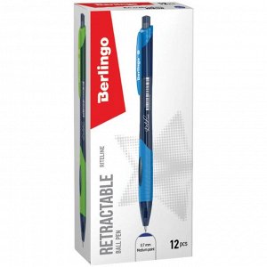 Ручка шариковая автоматическая 0.7 мм, Berlingo "Riteline", грип, синяя, корпус микс