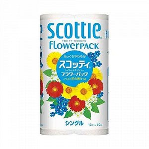 Туалетная бумага Crecia "Scottie Flower PACK", однослойная 12 рулонов (50 м) / 8