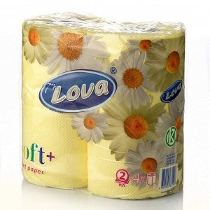 Туалетная бумага LOVA  упаковка 4 шт. двухслойная в ассортименте