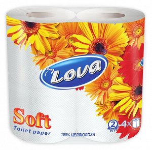 Туалетная бумага LOVA  упаковка 4 шт. двухслойная в ассортименте