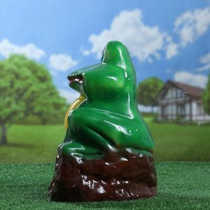 Садовая фигура "Лягушка на камне", разноцветный, 35 см