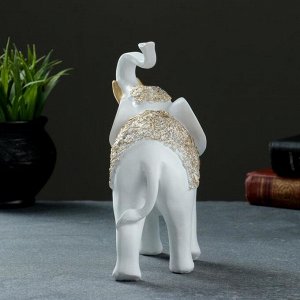 Фигура "Слон" белый+золото 19х7х20см