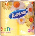 Бумага туалетная &quot;LOVA soft&quot; 2-двухслойная 4шт -  ( ЖЕЛТАЯ )