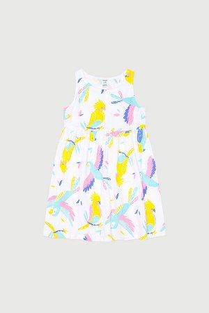 Платье(Весна-Лето)+girls (белый, попугайчики к1248)
