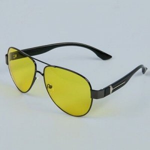 Очки солнцезащитные водительские, линза жёлтая, дужки чёрные со вставками, микс 15х4х4,5 см