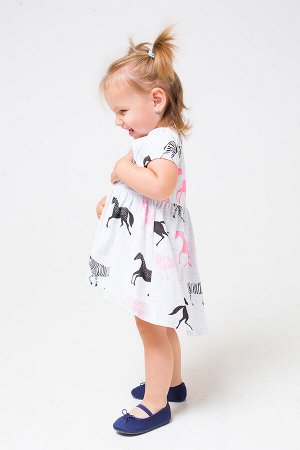 Платье для девочки Crockid КР 5608 светло-серый меланж, лошадки к233