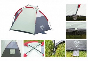 Палатка Палатка двухместная  200х100х100см Bestway 68001 изготовлена из усиленного воздуха проницаемого полиэстера. Каркас палатки сделан из высокопрочного эластичного стеклопластика. Дверь встроенная