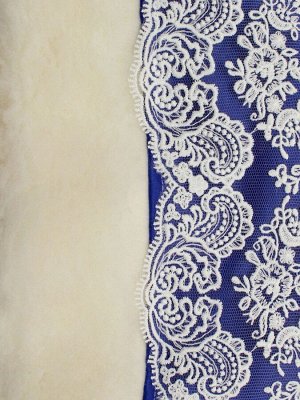 Зимний конверт-одеяло на выписку "Милан" (синий с белым кружевом)