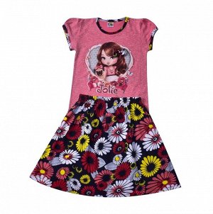Кофта юбка Кофта юбка  для девочки из хлопкового трикотаж.
Расцветки в ассортименте