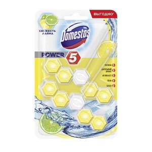 Блок гигиен. DOMESTOS 2*55г Power 5 д/унитаза Дуо Свежесть лайма
