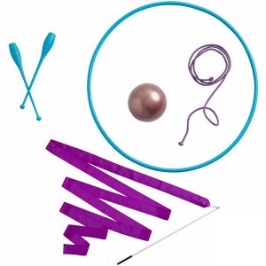 Скакалка для художественной гимнастики 3 метра фиолетовая с блестками DOMYOS