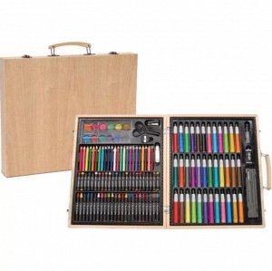 Набор для рисования в деревянном чемодане(188 предметов)