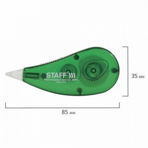 Корректирующая лента STAFF, 5 мм х 5 м, корпус зеленый, блистер, 226811