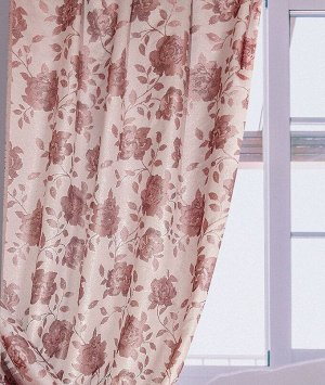 4848, ПАСТОРАЛЬ, ткань с люрексовой нитью, цвет - белый фон/розовый рисунок, ширина 185 см