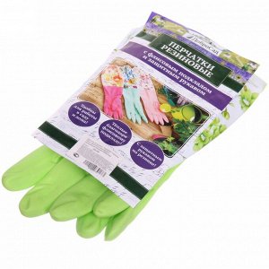 Перчатки резиновые "Садовник" зеленые 45см с флисовой подкладкой и удлиненными рукавами ДоброСад
