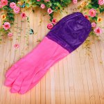 Перчатки резиновые &quot;Флора&quot; розовые 50см с флисовой подкладкой и удлиненными рукавами ДоброСад