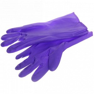 Перчатки резиновые "Фантазия" фиолетовые 30см с флисовой подкладкой ДоброСад
